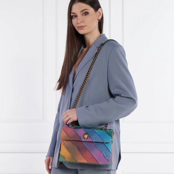 Kurt Geiger London Large Rainbow Denim Kensington Bag - Picture 6 of 7